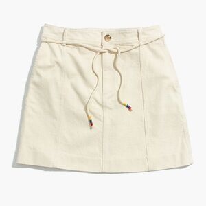 Madewell Capital A Line Aline Skirt White Cream Denim Casual Belted Rope Belt